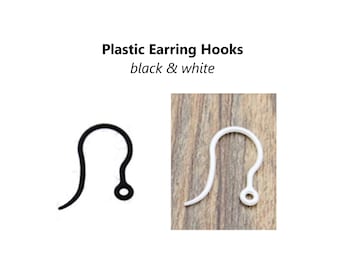 50 pièces - 12 x 15 mm, plastique, blanc, noir, crochet d'oreille, trouvailles, boucles d'oreilles, composant, bijoux, bricolage,