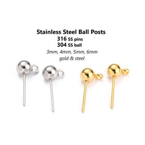 20pcs Stainless Steel Ball Earring Posts: DIY Jewelry Component