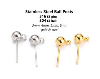 20pcs Stainless Steel Ball Earring Posts: DIY Jewelry Component