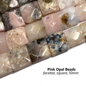 12pcs | 10mm | Pink Opal Beads | Square | Faceted | Natural Gemstone | Bracelets | Earring | Necklace | Finding | Jewelry Making | DIY