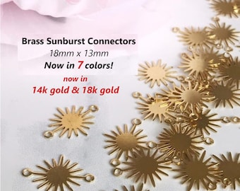 10pcs Brass Sunburst Connectors: Double Hole Jewelry Component (18x13mm)
