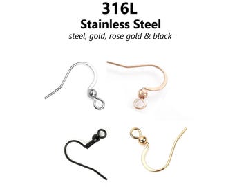 20pcs 316L Surgical Stainless Steel Earring Hooks: DIY Jewelry