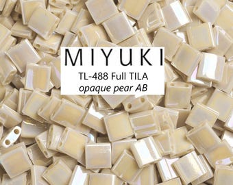 Miyuki TILA Beads: Opaque Pear AB, 2-Hole Glass Beads (10g)