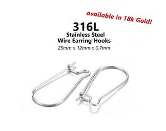 20pcs 316L Stainless Steel Kidney Earring Wires: Hypoallergenic Jewelry Findings