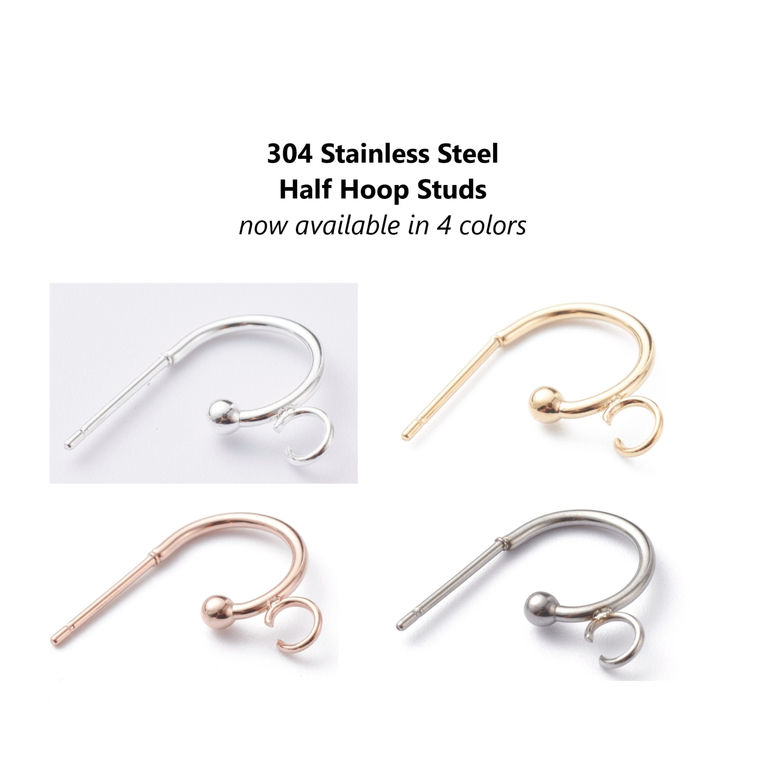 30mm 6pcs Brushed Semicircle Silver Plated Earring Connectors