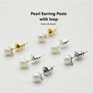 10pcs Imitation Pearl Earring Posts: Stainless Steel Pin, DIY Jewelry Component
