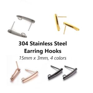 304 Stainless Steel Earring Posts: DIY Jewelry Components, 4 Colors (20pcs)