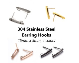 304 Stainless Steel Earring Posts: DIY Jewelry Components, 4 Colors (20pcs)