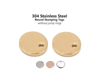 20pcs - 6-10mm, 304 stainless steel, stamping tag, charm, round, blanks, flat, jewelry, necklace, earrings