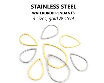 10pcs Stainless Steel Waterdrop Linking Rings: Gold Plated Earring Charms
