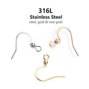 20pcs - 17x20mm, 316L surgical stainless steel, earring hook, gold, steel, rose gold, connector, component, jewelry, DIY