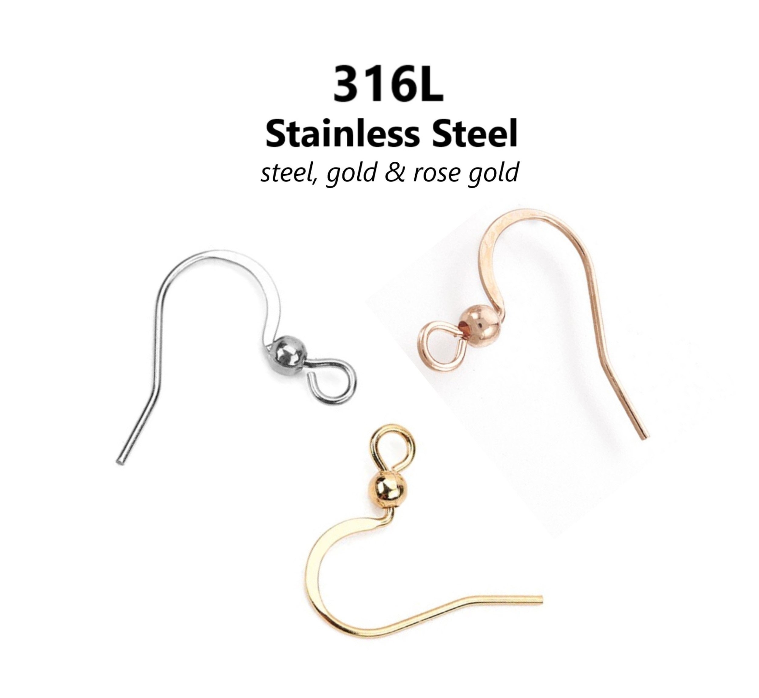 100 pcs Gold Plated Earring Hooks with Spring and Ball - 19mm x 17mm -  Perpendicular Loop