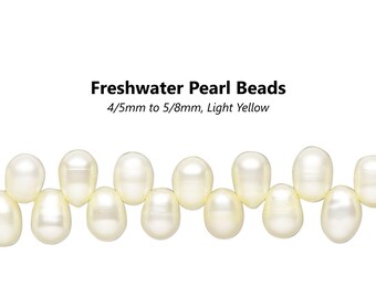 10grams - 4-8mm Natural Freshwater Pearl Beads, Rice, Grade C, Light Yellow Color