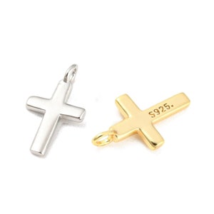 4pcs - 10x5.5mm, cross, 925 Sterling Silver, Platinum plated, 18K Gold plated, charm, pendant, craft, jewelry making, finding