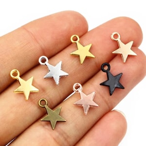 20 pièces - 11 x 8 mm, étoile, noir, breloque, pendentif, composant, bijoux, DIY