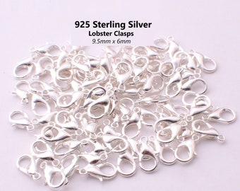 20pcs - 6x9mm, .925 sterling silver plated, lobster clasps, jewelry, earrings, finding, bracelets, necklaces, craft, diy, jewelry