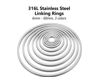 20pcs 316L Stainless Steel Linking Rings: Jewelry Components (6-60mm)