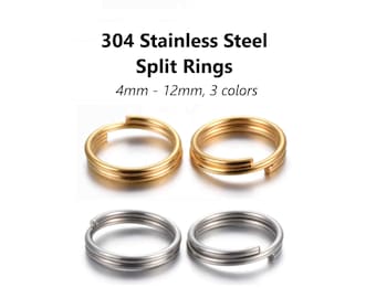 50pcs - 4mm - 12mm, stainless steel, split ring, steel, hold, finding, jewelry making, DIY, craft