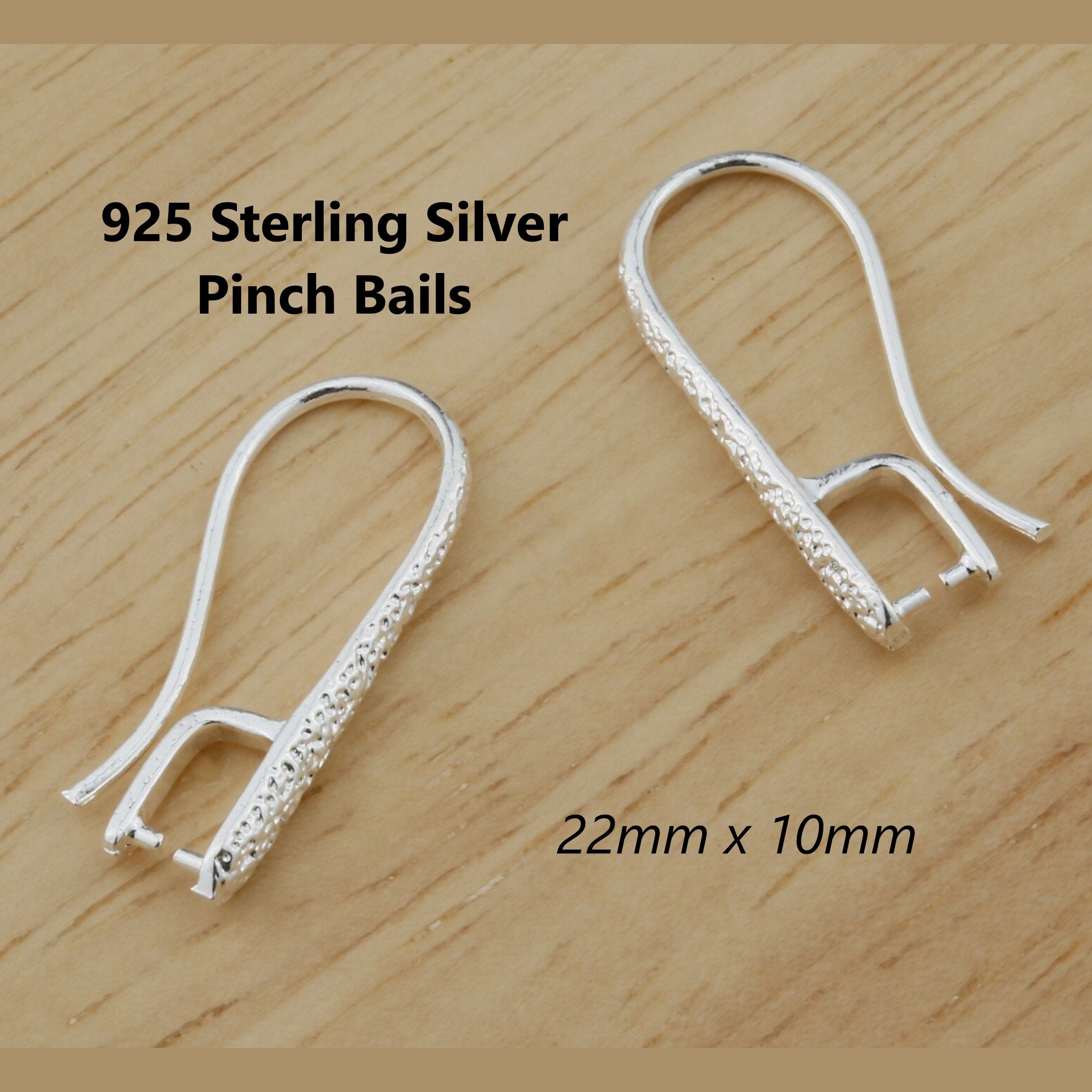 PH PandaHall 6pcs 925 Sterling Silver Pinch Bails for Pendants, 3 Styles  Pinch Clip Bail Clasp Dangle Charm Connector Pinch Clasp for Earrings