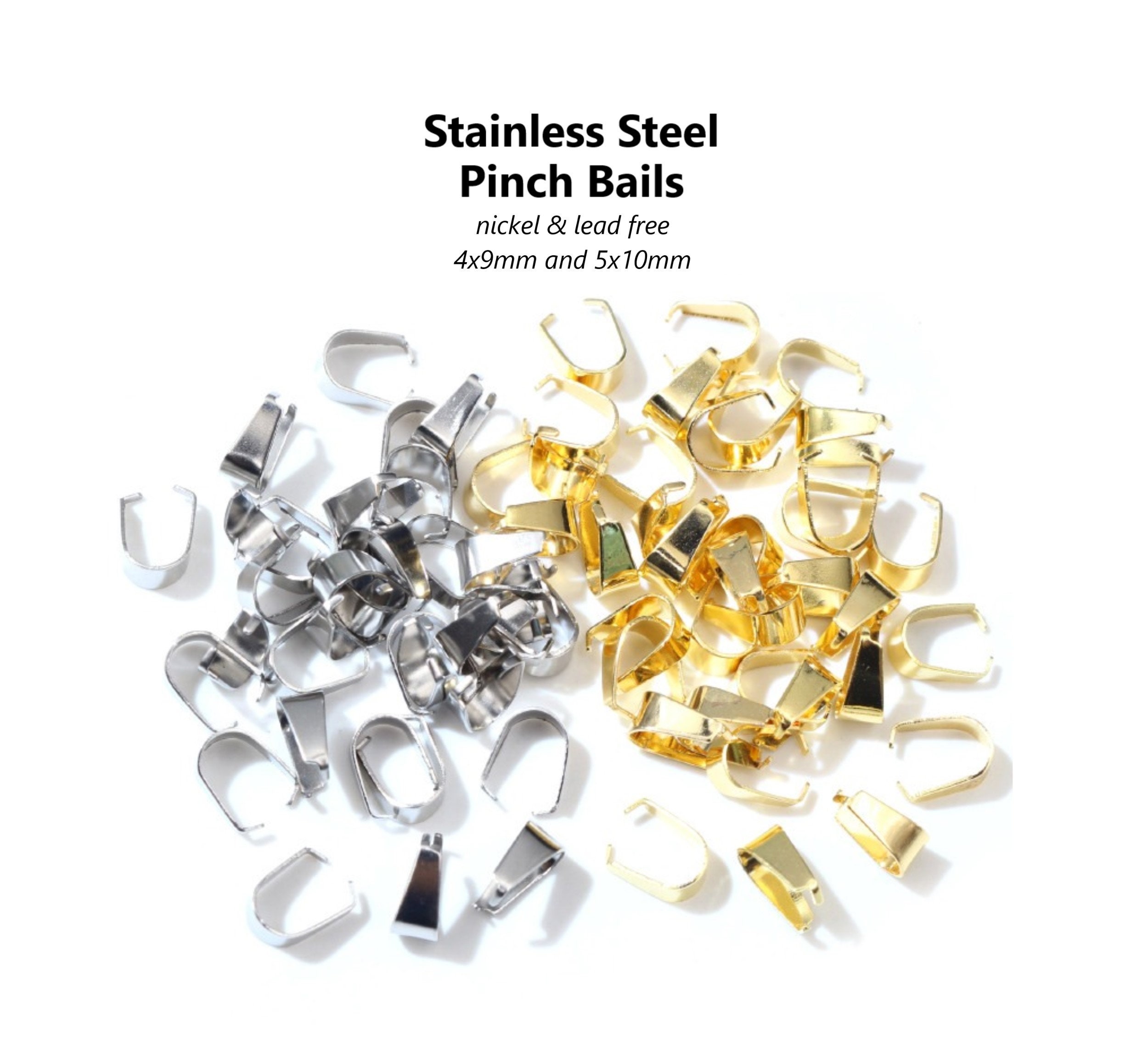 Stainless Steel Pinch Bail Gold Silver Snap Open Bail, Pendant Clips for  Necklace, Tarnish Resistant Bail Clasp for Jewelry Making 