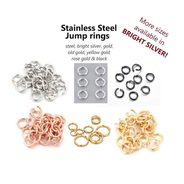 100pcs - 3-10mm, stainless steel, jump ring, open, steel, silver, gold, rose gold, black, connector, earring, component, jewelry finding