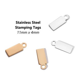 20pcs - 11x4mm | Stainless Steel | Non-Tarnish | Rectangle | Charm | Tiny | Blank | Stamping Tags | Jewelry | Necklace | Earrings