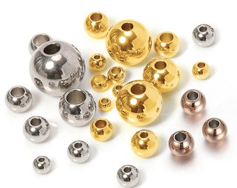 50pcs - 2-4mm, stainless steel beads, round, tiny, seamless, component, jewelry, DIY,