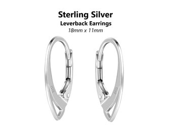 20pcs - 18x11mm, .800 Sterling Silver, ear hook, leverback, earwire, earrings, component, jewelry, DIY,