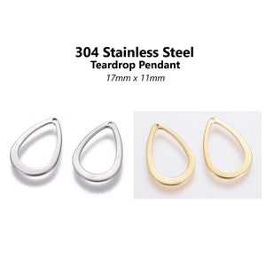 20pcs - 17x11, 304 stainless steel, teardrop, waterdrop, pendant, charm, gold plated, , earring, jewelry making, connector