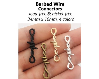 20 Barbed Wire Connectors: Alloy Jewelry Component (34x10mm)
