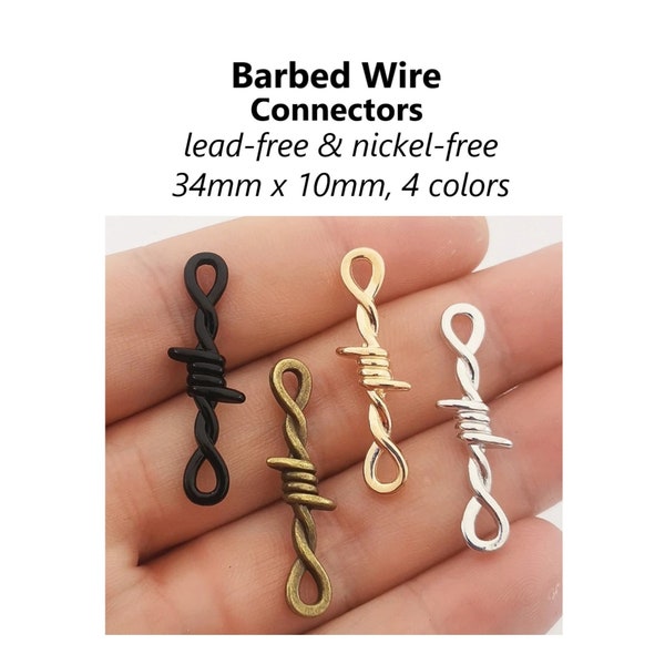 20pcs - 34x10mm, connector, hemp, barbed wire, thorn, silver, gold, bronze, black, rope, charm, dangle, pendant, earring, component, jewelry