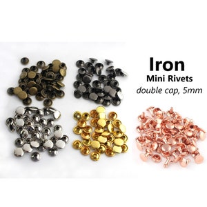 50sets - 5mm, rivet, mini, stud, double cap, leather, clothes, bags, diy, accessory, embellishments, sewing, destash