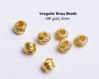 20pcs - 6mm brass beads, irregular, simulated wire wrap, beads, copper, component, jewelry, DIY,