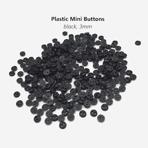 50pcs - 4mm, button, mini, plastic, black, craft, doll, clothing, embellishments, sewing