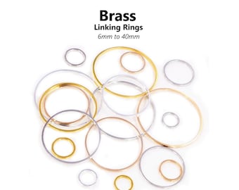 20pcs - 8-40mm, brass, linking ring, closed, silver, gold, KC Gold, connector, component, jewelry, DIY,