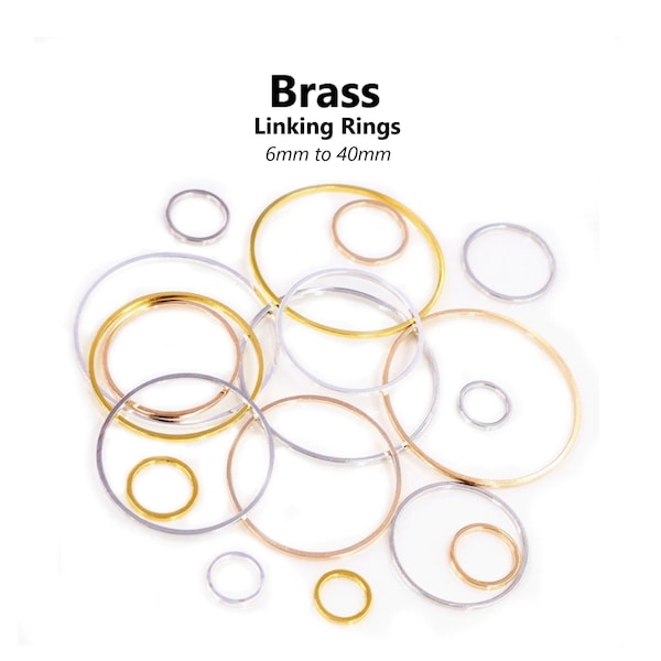 20pcs - 8-40mm, brass, linking ring, closed, silver, gold, KC Gold, connector, component, jewelry, DIY,