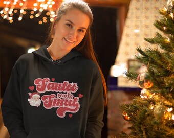Santa reads smut Hoodie, Trendy Literature Shirt, Romance Book Sweatshirt, Dark Academia Sweatshirt, Funny Gift for Readers