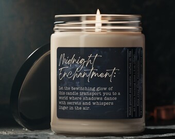 Midnight Enchantment, Handcrafted Soy Candle, Scented Candle, 9oz, Book Lover Gift, Book Candle Scent, Book Inspired Candle, Literary Candle