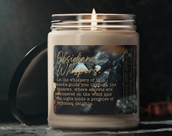 Obsidian Whispers: Hauntingly Rich Soy Candle, Scented Candle 9oz, Book Lover Gift, Book Candle Scent, Book Inspired Candle, Literary Candle