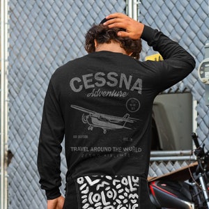 Cessna Airplane Shirt, Travel around the world, fly in the sky shirt, Cessna club, pilot shirt, airplane shirt, Back design only