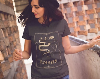 Os amantes tarô camisa cartão de tarô camisa indie tarô tarô camiseta bruxa camisa oculta amantes tarô camisa espiritual roupas de tarô