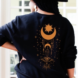 Evil Eye Sweatshirt Sun and Moon All Seeing Eye Spiritual Shirts Witchy Clothing Witchy Things Witchy Clothes Celestial Shirt