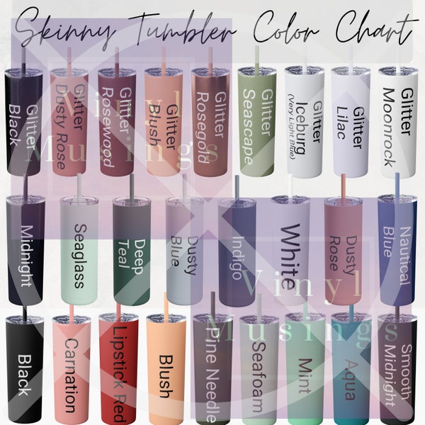 20oz Tumbler Printify Chart, Insulated Skinny Tumbler Color Chart, Travel Coffee Mug Color Chart, All Colors