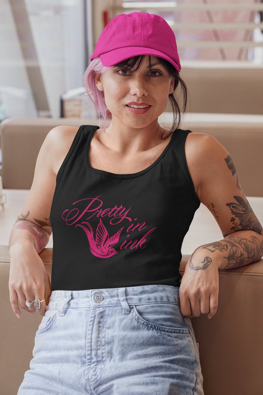 Pretty in Ink Tank, Tattoo Tank Top, Swallow Tank Top, Tattoo Mama