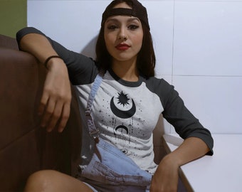 Camisa de mau olhado, camisa do sol e da lua, camisa espiritual de todos os olhos, roupas de bruxa, coisas de bruxa, roupas de bruxa, camisa celestial