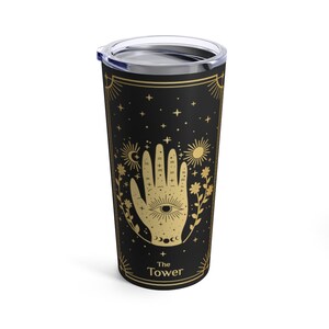 The Tower Tarot Witchy tumbler Tarot Tumbler Witch tumbler Travel mug Occult coffee Fortune Teller Mystical aesthetic Tarot Card