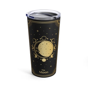 The Moon Tarot Witchy tumbler Tarot Tumbler Witch tumbler Travel mug Occult coffee Fortune Teller Mystical aesthetic Tarot Card