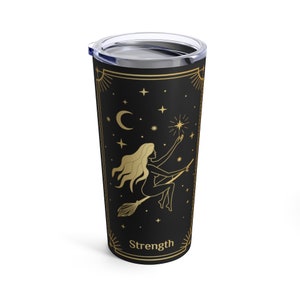 Strength Tarot Witchy tumbler Tarot Tumbler Witch tumbler Travel mug Occult coffee Fortune Teller Mystical aesthetic Tarot Card