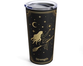 Strength Tarot Witchy tumbler Tarot Tumbler Witch tumbler Travel mug Occult coffee Fortune Teller Mystical aesthetic Tarot Card