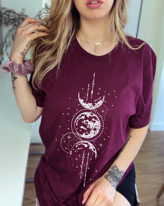 Mystical Moon Shirt Mystical Shirt Moon phases shirt Crescent Moon Full Moon Celestial Shirt celestial top Moon Light Triple Moon